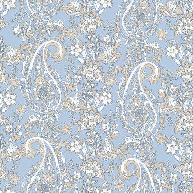 Çiçeksiz desenli desenli şal desenli süs. damasör vektör arkaplanı