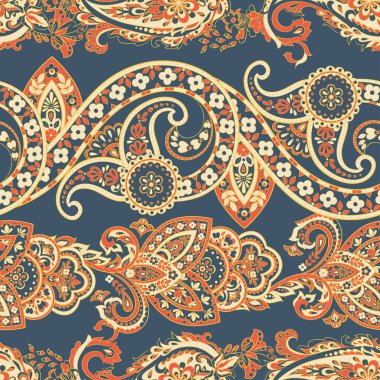 Kusursuz Arap süsü. Paisley Çiçekli Doğulu Etnik Düzen.