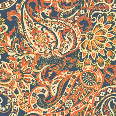 Paisley deseni. Kusursuz Asya Tekstil Arkaplanı