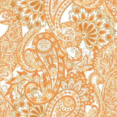 Çiçeksiz desenli desenli şal desenli süs. Asya tekstil biçiminde vektör illüstrasyonu