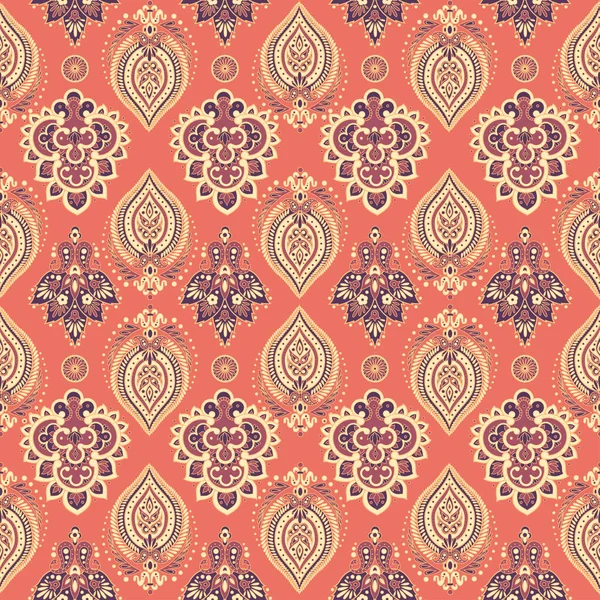 Patrón Sin Costura Paisley Floral Ilustración Vectorial Estilo Textil Asiático — Vector de stock