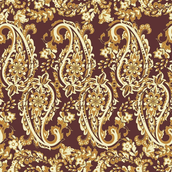 Patrón Sin Costura Floral Con Ornamento Paisley Ilustración Vectorial Estilo — Archivo Imágenes Vectoriales