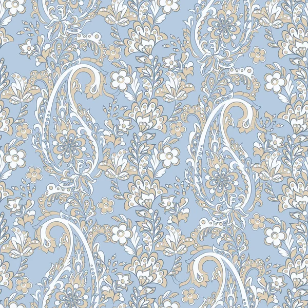 Florales Nahtloses Muster Mit Paisley Ornament Damast Vektorhintergrund — Stockvektor