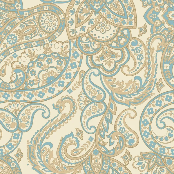 Bloemen Naadloos Patroon Met Paisley Ornament Vector Illustratie Aziatische Textiel — Stockvector