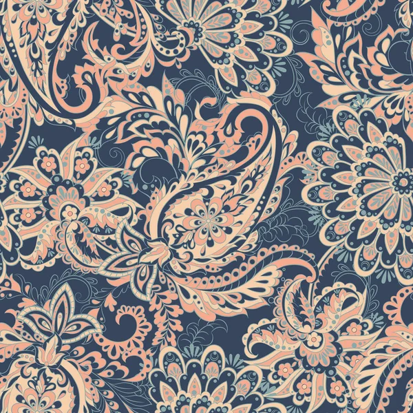 Patrón Sin Costuras Paisley Fondo Floral Vintage — Vector de stock