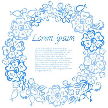  Yaprak ve Çiçekler yuvarlak çerçeveli. Davetiyeler için el çizilmiş doğal çelenklerin vektör çizimi, tarihi kaydet, düğün kartı tasarımı.