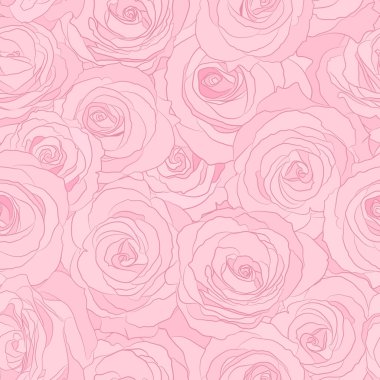 Kusursuz desenli güller, vektör çiçekli çizimler. Doğa arkaplanı