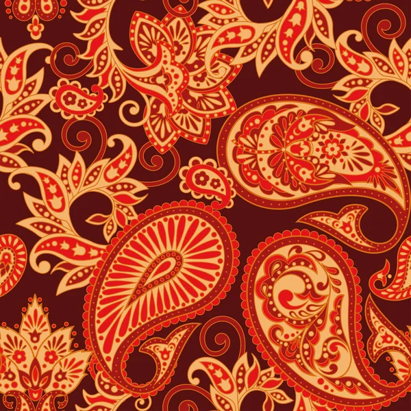 Paisley Motif Sans Couture Fond Vectoriel Floral — Image vectorielle