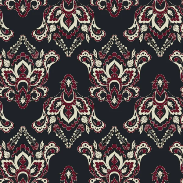 Floral Seamless Damast Hintergrund Vektorillustration — Stockvektor