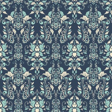 Kusursuz damaske arkaplanı. Vektör eski duvar kâğıdı