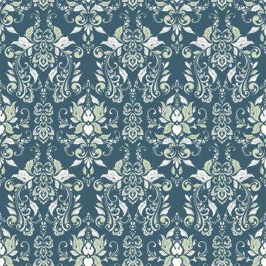 Kusursuz damaske arkaplanı. Vektör eski duvar kâğıdı