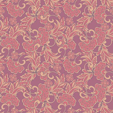 Etnik çiçekler kusursuz vektör deseni. Çiçek mahsulü arka plan