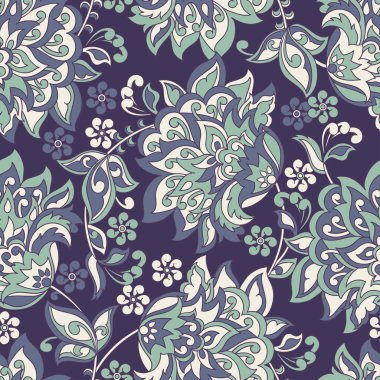 Klasik çiçeklerin dikişsiz deseni. Çiçek vektör arkaplanı