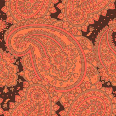 Asya tekstil tarzında vektör illüstrasyonu. Paisley pürüzsüz desen.