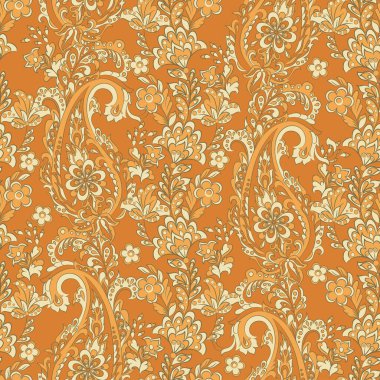 Çiçeksiz desenli desenli şal desenli süs. damasör vektör arkaplanı