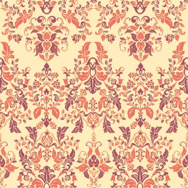 Duvar kağıtları için vektör illüstrasyon dokusu, kumaş desenleri. Barok Şam Çiçeksiz desenli.