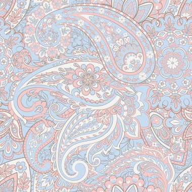 Paisley dikişsiz desen. Asya tekstil biçiminde vektör illüstrasyonu