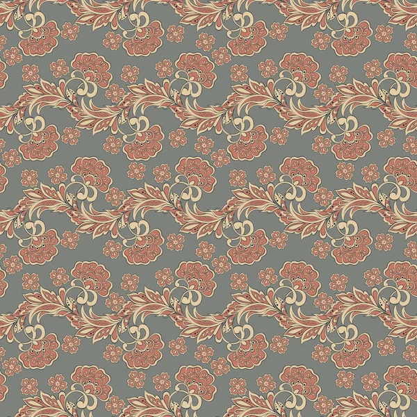 Fleurs Ethniques Motif Vectoriel Sans Couture Fond Vintage Floral — Image vectorielle