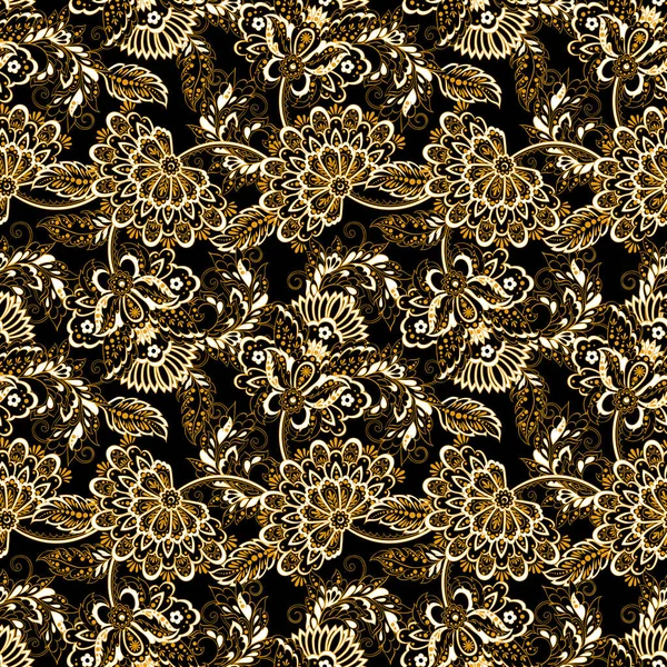 Folkloric Batik Vector Ornament Ethnic Floral Seamless Pattern — Stock Vector
