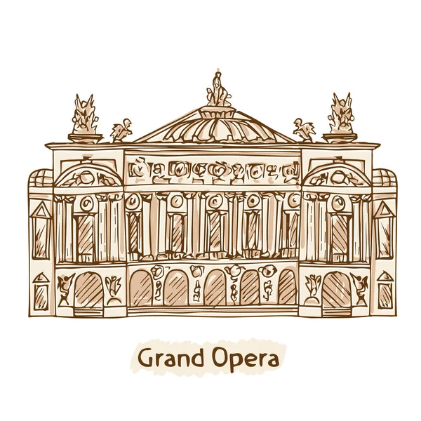グランド オペラ 手描きパリのランドマーク — ストックベクタ