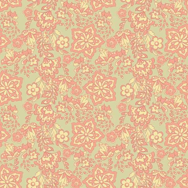 Flowers Seamless Pattern Ethnic Floral Vector Background — Stock Vector