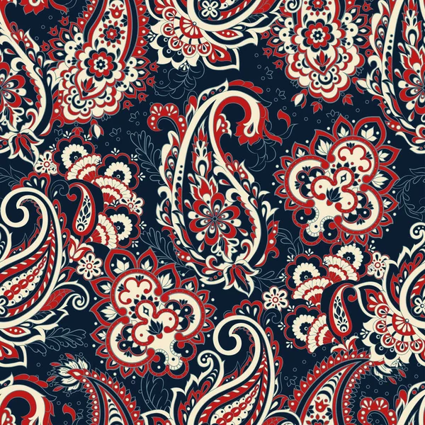 Vintage Pailsey Muster Indischen Batikstil Floraler Vektorhintergrund — Stockvektor