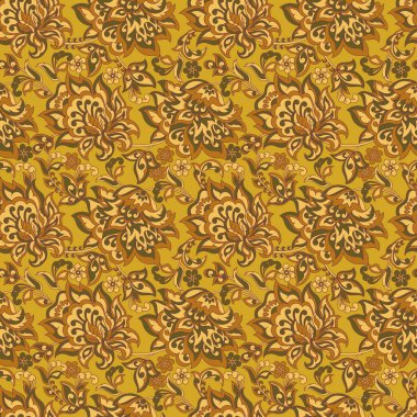 Klasik çiçeklerin dikişsiz deseni. Etnik çiçek vektör arkaplanı