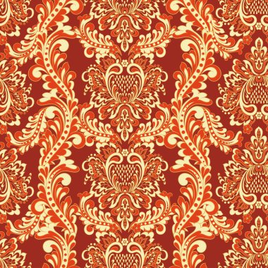 Damask tarzı kusursuz desen. Çiçek vektör duvar kağıdı