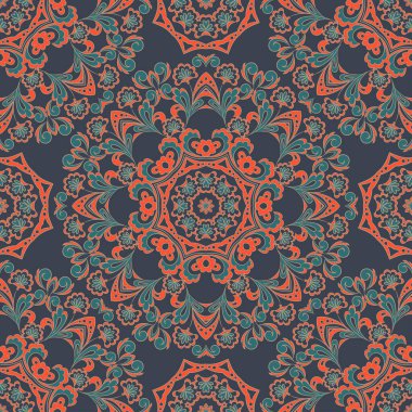 Arabesk kusursuz desen. Vektör Arkaplan Vintage Hint Biçimi