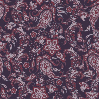 Çiçeksiz desenli desenli şal desenli süs. Asya tekstil biçiminde vektör illüstrasyonu