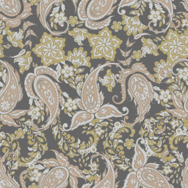 Paisley Çiçek Doğulu Etnik Düzen. Kusursuz Arap süsü. Hint kumaşlarının süsleme motifleri.