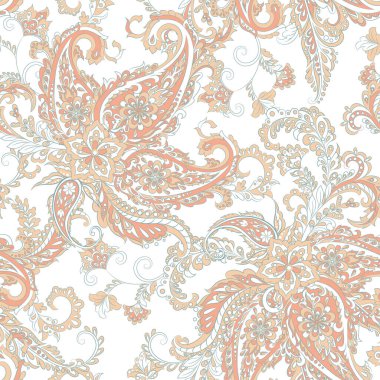 Damask desenli, pürüzsüz vektör deseni. Çiçek bağbozumu arka planı