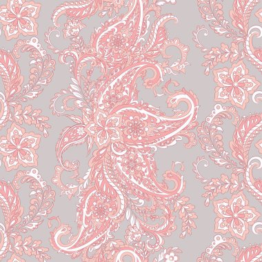 Çiçeksiz desenli desenli şal desenli süs. Asya tekstil biçiminde vektör illüstrasyonu