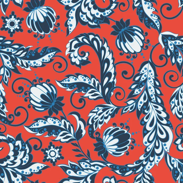 Vintage Florales Nahtloses Muster Batikstil — Stockvektor