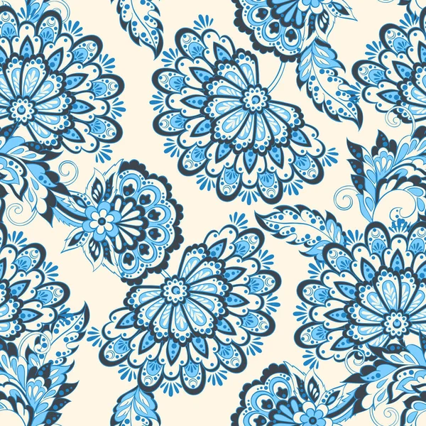 インド風の花でシームレスなパターン 花のベクトルの背景 — ストックベクタ