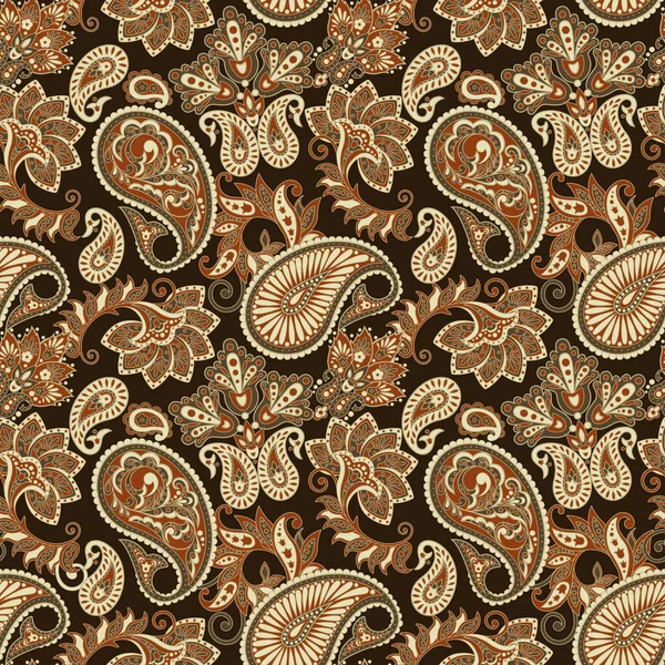 Florales Nahtloses Muster Mit Paisley Ornament Vektorillustration Asiatischen Textilstil — Stockvektor