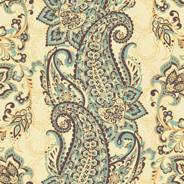 Damasco Paisley Padrão Vetor Sem Costura Fundo Vintage Floral — Vetor de Stock