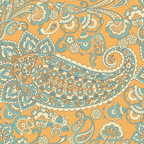 Paisley Deseni Kusursuz Asya Tekstil Arkaplanı — Stok Vektör