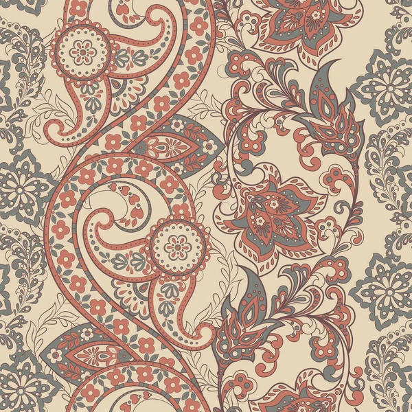 Virágos Zökkenőmentes Minta Paisley Dísz Vektorillusztráció Ázsiai Textilstílusban — Stock Vector
