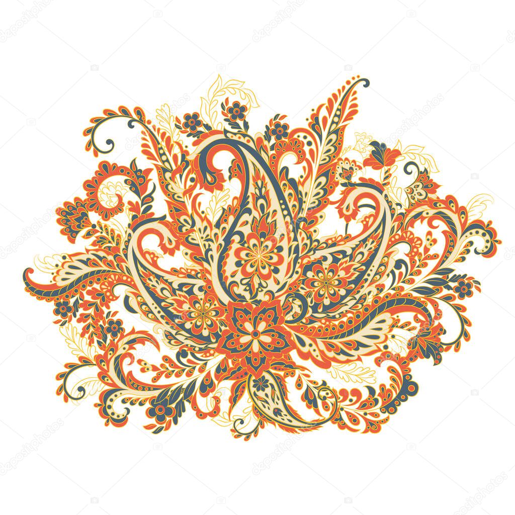Paisley colorful ornament. Isolated Vector illustration