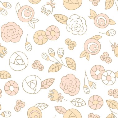 Karalama çiçekleri pürüzsüz desen. bahar vektörü arkaplanı