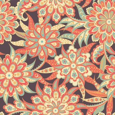 Hint batik tarzında klasik bir model. Çiçek vektör arkaplanı