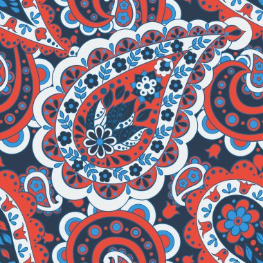 Kusursuz Etnik Dekoratif Desen. Paisley Vektör Kusursuz Desen
