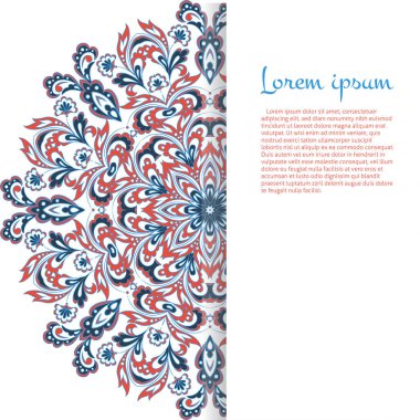 Mandala süslemeli metnin için doğu tarzı vektör şablonu. 