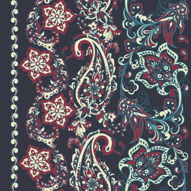 Damask desenli, pürüzsüz vektör deseni. Çiçek bağbozumu arka planı