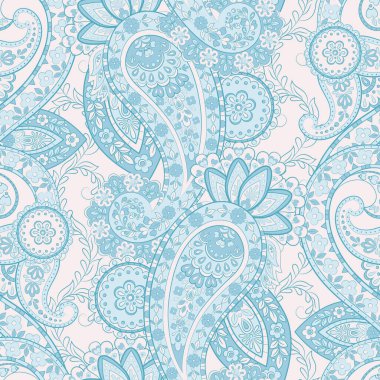 Paisley dikişsiz desen. damasör vektör arkaplanı