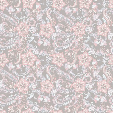 Klasik çiçeklerin dikişsiz deseni. Etnik çiçek vektör arkaplanı