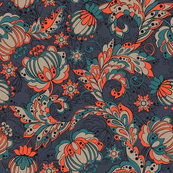 Motif Sans Couture Élégance Avec Des Fleurs Ethniques Illustration Florale — Image vectorielle