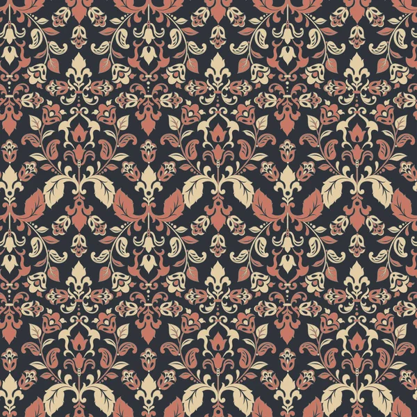 Damasco Floral Sin Costuras Fondo Pantalla Fondo Vector Vintage — Archivo Imágenes Vectoriales