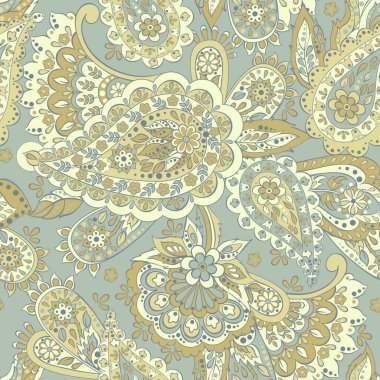 Paisley dikişsiz desen. Asya tekstil biçiminde vektör illüstrasyonu